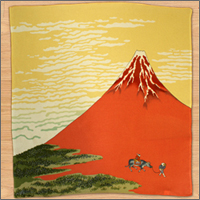 Japanese Gift Warpping Cloth FUROSHIKI Hokusai Painting : Red Mt.Fuji